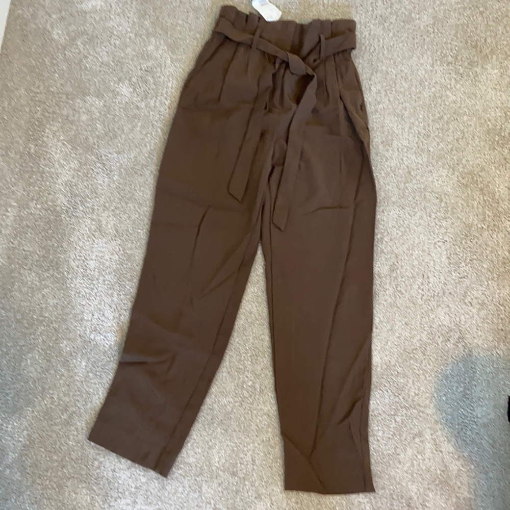 Brown H&M paper bag trouser